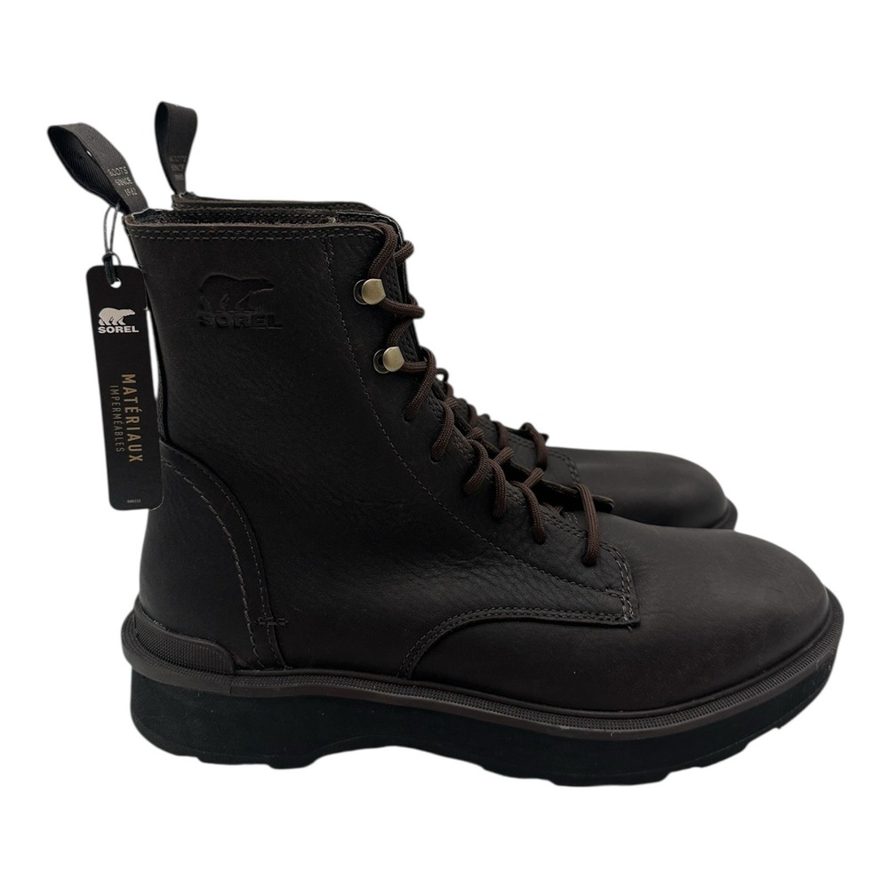 Sorel Hi-Line Lace Up Boots Mens Size 8 Blackened Brown Leather Waterproof NWT